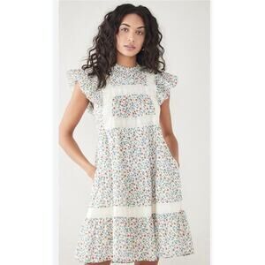 Sea New York Floral Mini Dress in Ivory with Multicolor Ditsy Print